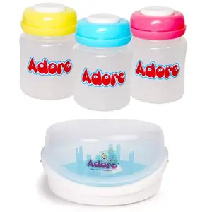 Adore Breast Milk Storage Bottles(White, Pack of 3)-Baby Bottle Microwave Steam Sterilizer (White)