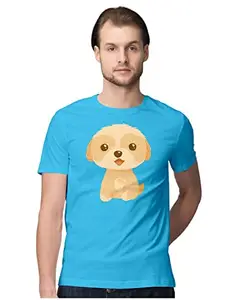 Men's Regular Fit T-Shirt Maltipoo Puppy - Dog 100% Cotton T-Shirt Sky Blue; _MALTIPMEN-Sky Blue S Men Round_bz