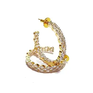 Golden American diamond stone Half Hoop earing & studs for girls & women