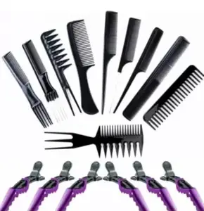 FEELHIGH 16Pack hair Styling Comb Set for Women 10Pcs Hair Stylists Styling Comb and 6Pcs CLIPS (16 Items in the set)