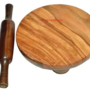 ARVISH ENTERPRISES Sheesham Wooden Roti Roller Cakla Belan Roti Maker Chapati Maker Wooden Big Size (10 inch) Chakla Belan Wooden for Home & Kitchen | Size - 10 x 10 x 1.5 (inch)
