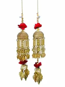 Kalere Pair/kalere/Kalire/Bridal Hand Hanging Kalere for Brides, Women and Girls Red Golden Kalere-14
