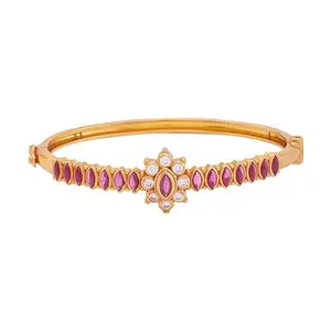 Kushal's Fashion Jewellery Ruby-White Gold Plated Ethnic 92.5 Pure Silver Temple Kada- 390903