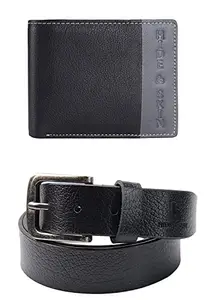 HIDE & SKIN Men's Genuine Leather Wallet and Belt Combo in a Magnetic Gift Box (Black Wallet)