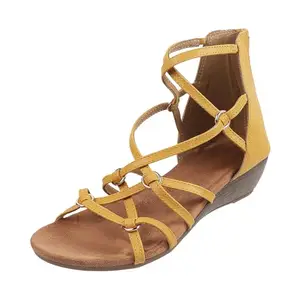 Metro Women Yellow Synthetic Leather Gladiator UK/3 EU/36 (33-3160)