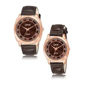 TVILLA Brown Cubic Designer Printed Dial Analog Watch for Lovely Couple LR89-LR336