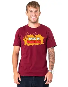 Dhirra Printed t Shirt for Men and Women - Half Sleeve - Round Neck Tshirt - Cotton Tshirts - Madras t-Shirts - Chennai t Shirts - Maroon Color (Made in Madras) (Large)