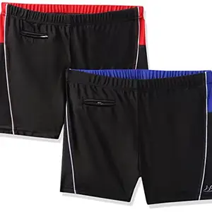 I-Swim Mens Costume Is-006 Size XL Black Blue with Is-006 Size XL Black Red Pack of 2