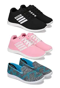 Bersache Sports (Walking & Gym Shoes) Running, Loafers, Sneakers Shoes for Women Combo(MR)-1708-1704-1544 Multicolor (Pack of 3)