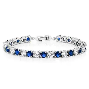 ZIVOM® Classic Round Cubic Zirconia Blue Sapphire Tennis Bracelet For Women