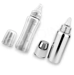 RB POINT Pack Of 2 Pure Stainless Steel Feeding Bottle With(240 Ml)And Spout Sipper New Born Baby/Toddlers/Infants For Drinks//Milk/Water