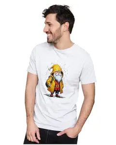 Men's & Women's Regular Fit T-Shirt Just Be Happy - Smile 100% Cotton Unise T-Shirt White|Female3XL(RAINCT18-White 3XL Men GoalAT,)