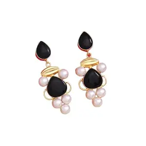 Traditional Ethnic Kundan Earrings for Women | Elegant & Timeless Indian Design | AMPE457BLK