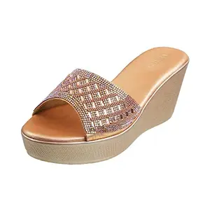 Metro Womens Synthetic Rose Gold Slip Ons (Size (7 UK (40 EU))