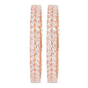I Jewels Rose Gold Plated Thick Brass Bangles Encased With CZ American Diamonds For Women/Girls (ADB457RG) (Set of 2)