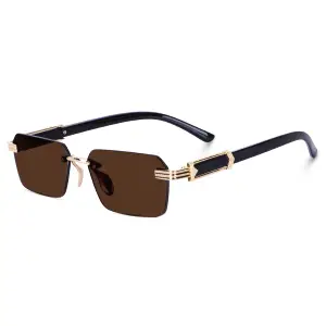 Visit the Dervin Store Dervin Rectangular Rimless Sunglasses for Men and Women