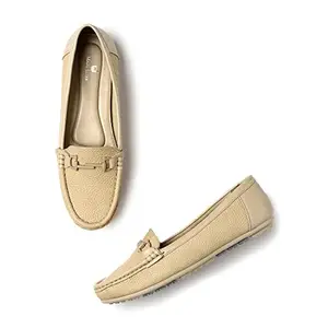 Marc Loire Women Soft Comfortable Anti Slip Flat Loafers for Casuals & Office Wear (Cream, Numeric_5)