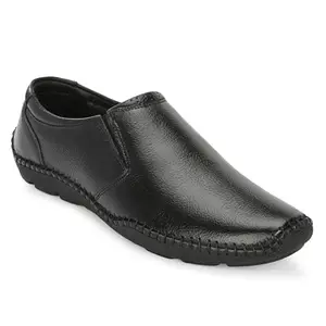 INDIANTRENDS Extra Super Quality 100% Pure Soft Leather Comfortable Formal Shoes for Men (T-5106-B-BLACK-7)