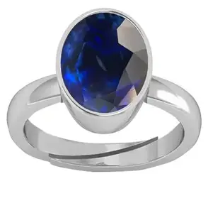 Gemscom 11.25 Ratti Natural Ceylon Srilankan Neelam Blue Sapphire Stone Adjustable Ring for Women's and Men's (Lab - Approved)