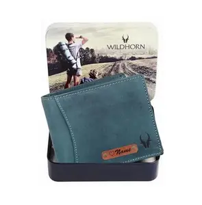 WildHorn Customised Gifts For Men | Personalized Leather Wallet For Mens -Name/Logo Printed On Wallet I Unique Birthday Anniversary Gift For Men Boy Love Husband Employees Clients,Blue