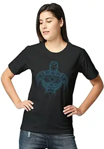 Wear Your Opinion Wear Your Oipnion Women's Premium Cotton Graphic Printed Unisex Fit Tshirt (Design:Circuit Bust Iron Man, Black, XL)
