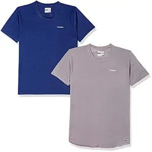 Charged Active-001 Camo Jacquard Round Neck Sports T-Shirt Light-Grey Size Xl And Charged Brisk-002 Melange Round Neck Sports T-Shirt Indigo Size Xl