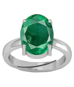 Kirti Sales 5.25 Ratti 4.67 Carat Natural Emerald Stone Adjustable Ring Oval Cut Gift for Womens And Girls