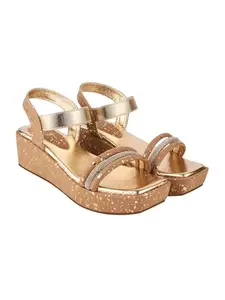 Shoetopia womens Fancy Copper Platform /EU36