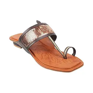 Walkway By Metro Brands Women's Bronze Synthetic Sandals 4-UK (37 EU) (32-1586)