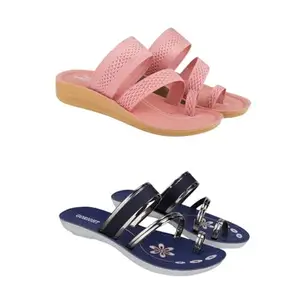 ZENWEAR Extra Soft Classic Casual wear with Flexibility Technology Heel Combo for Women's/Girl's(6142+1945)(6) Multicolor