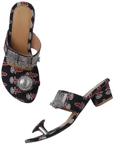 Kiana House OF Fashion Kiana Women's Black Synthetic Printed Pointed Toe Heels