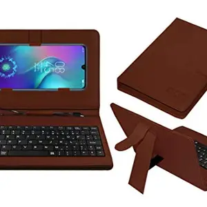 ACM Keyboard Case Compatible with Tecno Camon 12 Pro Mobile Flip Cover Stand Direct Plug & Play Device for Study & Gaming Brown