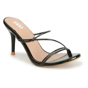 Elle Women's Slip On Heel Sandals Colour-Black, Size-UK 4