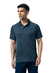 TECHNOSPORT Men's Slim Fit Printed Half Sleeve Polo T-Shirt with Matpiq for Casual & Regular Use