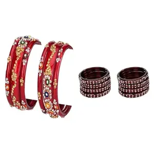 Somil Combo Bangle Set For Women | Traditional Daily Bangles | Perfect For Parties & Functions, Pack Of 14, Red, Maroon -D463