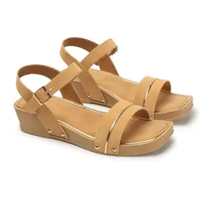 iconics Women Fashion Sandal,Camel,UK-7