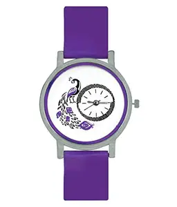 Red Robin 301 Dialmor White Dial Purple PU Strap Analog Watch for Women & Girl's
