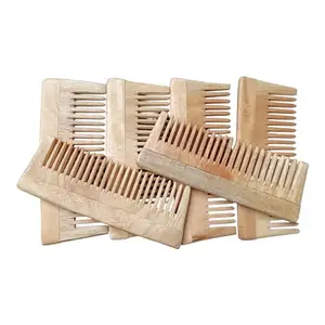 Eco Gree Neem Wooden Comb Hair Growth Hairfall Dandruff Control Hair Straightening Frizz Control Hair Comb for Women & Men (Pack of 6)