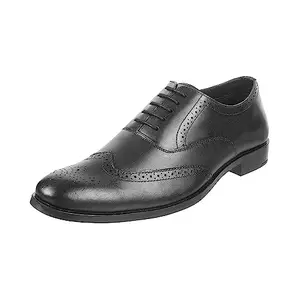 Mochi Men Black Brogue Leather Shoes UK/8 EU/42 (19-224)