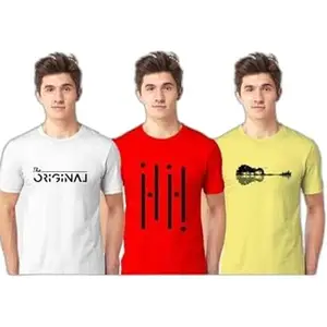 Comfortable Stylish & Perfect for Everyday Wear|style - 445 i-view Men's Printed Round neck Casual T-shirts(Pack of 3) and for the size of - S