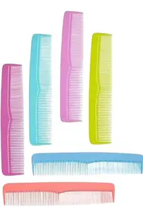 Plastic Hair Combs Set, 6 Pieces, Multi-Color