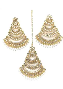Generic Stylish Mangtika With Earring - Women's Traditional Festive Wedding Jewelry Set with Earrings