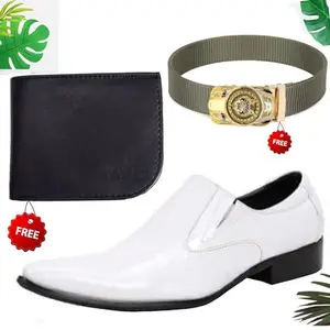 Fashionable Trendy Formal Shoes/Party Shoes/Shoes Combo with Free Wallet & Belt for Men and Boys (BAZAAR590_AXR-TC-401) Multicolor
