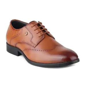 Red Chief Tan Genuine Leather Formal Derby Shoes for Men