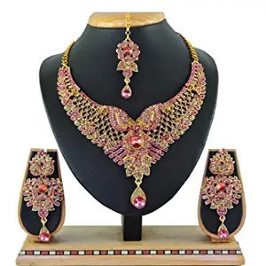 Shashwani Women's Alloy Necklace set (Pink)-PID26123