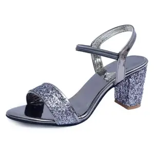 Purple L Sandal for Women & Girls/latest Collecton & stylish/Comfortable/Block Heels_3inch_ 2 UK(35 EU)_ Silver_ Combo Pack of 1