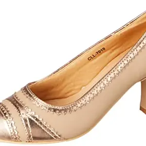 Carlton London Women's Rose Gold Heeled Sandal-4 Kids UK (CLL-7019)