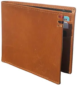Men Brown Pure Leather RFID Wallet 8 Card Slot 2 Note Compartment