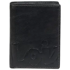 Leatherman Fashion LMN Genuine Leather Black Unisex Wallet (5 Card Slots)