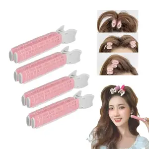 SIYAA 4 Pcs Pink Hair Rollers with Clip Volumizing Hair Root Clips Bangs Curler DIY Hair Styling Accessories Tool Portable Hair Volume Clip Self Grip Volume Hair Root, Hair Rollers